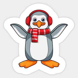 Penguin with Scarf & Headphone Sticker